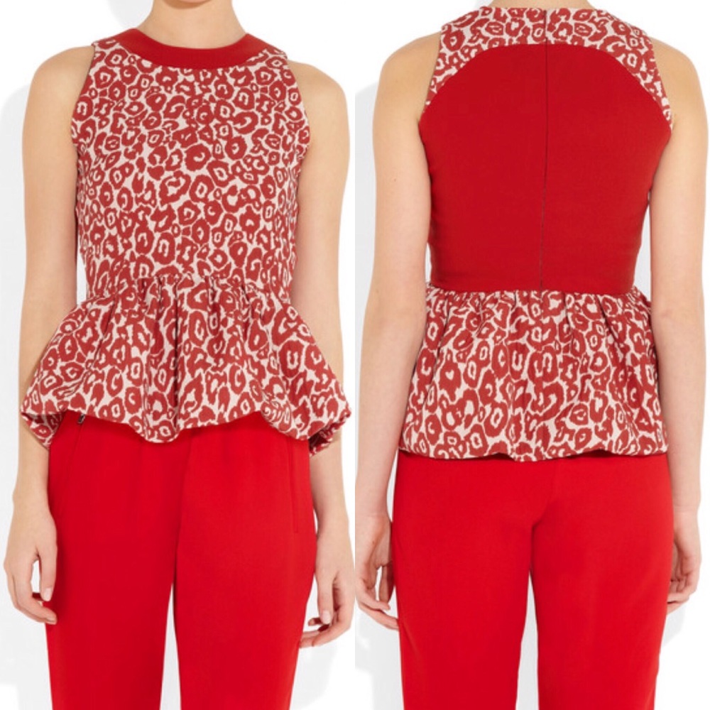 Preen Leopard Peplum Top